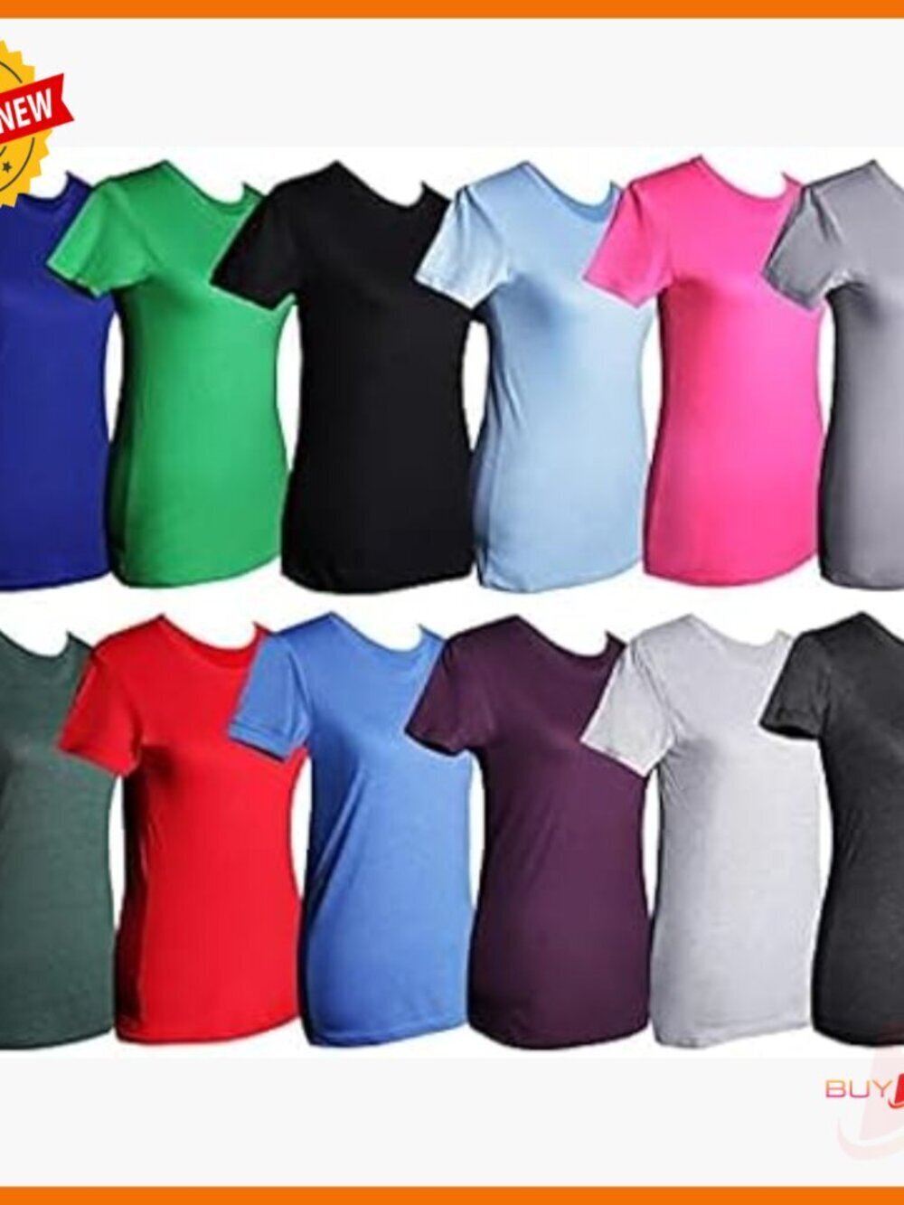 Women's Medium Cotton Crew Neck T-Shirts, 12-Pack for Activewear & Casual
